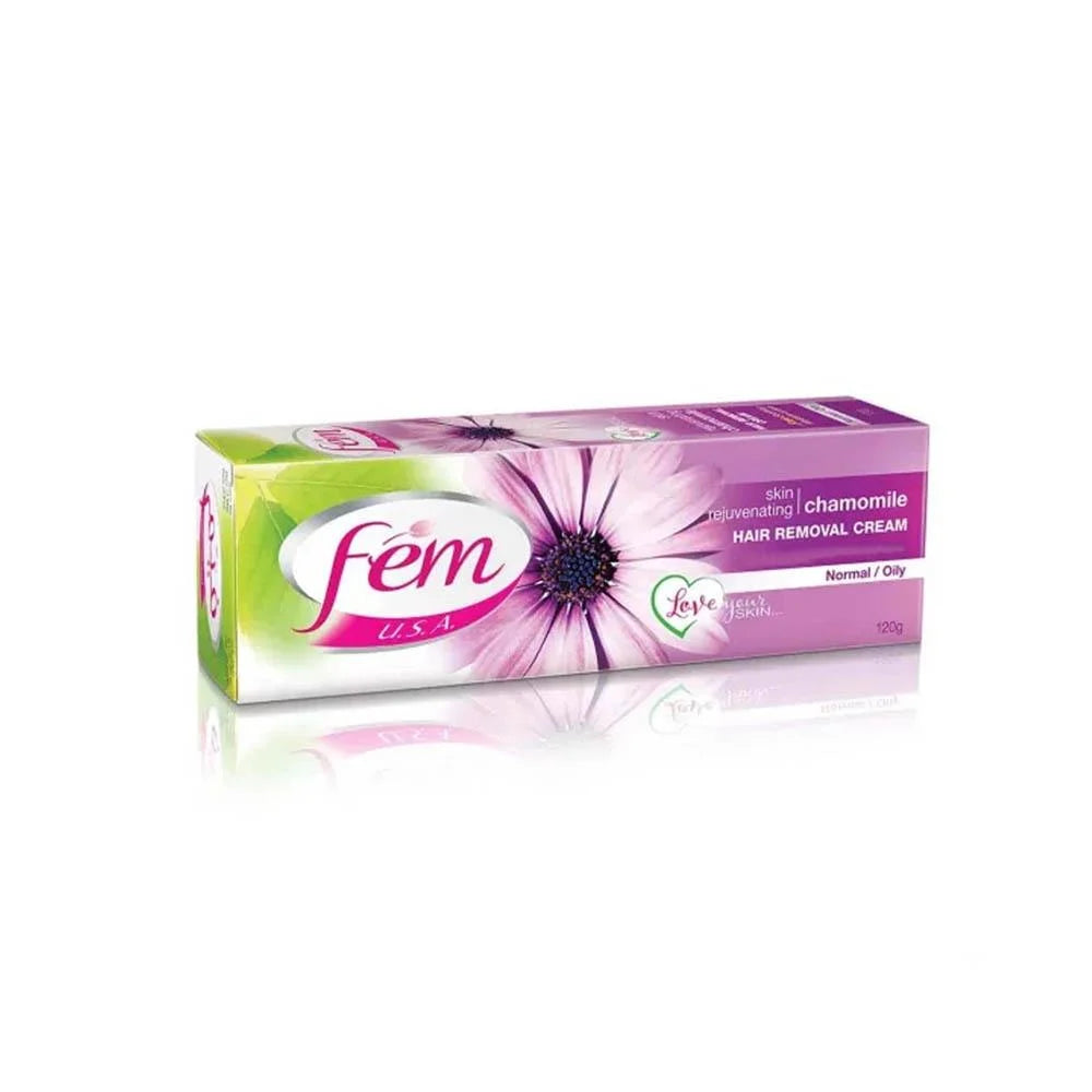 Fem Hair Removal Cream For Normal Oily Skin Chamomile -120 gm فيم كريم ازالة الشعر للبشرة الدهنية